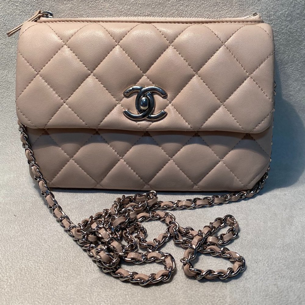 Chanel WOC Quilted Pale Pink Bag w Zippered pocked